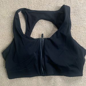 Black front zip Athleta sport bra size M